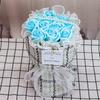 Producto Terminado: Pequeño Ramo Fragante con Rosas Azul Hielo y Flores de Jabón, Día de San Valentín, Regalo para el Festival Qixi, Día del Maestro, 21 Flores, 11