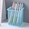 Portalápices de Hierro Redondo con Malla Calada Multifuncional de Metal para Escritorio Oficina Caja de Almacenamiento Papelería para Estudiantes