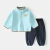 JQ Jingqi Conjunto de Lã para Bebê Meninas Moletom de Caxemira e Seda Meninos Outono Inverno Manga Longa Conjunto Infantil de Duas Peças