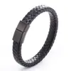 Pulsera de Acero Inoxidable para Hombre con Cordón de Cuero, Pulsera de Cuero Trenzado, Joyería Artesanal de Pulsera de Cuero Multicapa