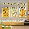 Decoração de Parede para Jardim de Infância Dieta Saudável Tema Economia Circular Layout de Material Piramidal Cultura de Quadro Negro Adesivos de Parede