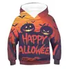Suéter com capuz masculino novo para Halloween 2022 Europeu e Americano com estampa digital de abóbora série de Natal