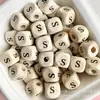Dados de Madeira DIY Acessórios de Miçangas para Crianças 10mm 8mm Cubos Quadrados com Letras Contas de Madeira Natural Dados Soltos Atacado