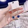 2026 Novos Brincos Elegantes de Cristal Azul Moda Coreana Design Longo Brincos Tendência de Influenciador para Mulheres Venda por Atacado
