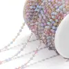 Cadena de Cuentas de Cristal Rosa Púrpura Cadena de Cuentas Redondas de 3 mm Cadena Dorada de Acero Inoxidable con Borla Accesorios Semi-Terminados para Collar Pulsera DIY