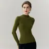 Suéter 100% caxemira pura, peça única sem costura feminina gola semi-alta, novo suéter slim fit de outono e inverno