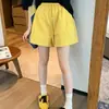 [Shorts de Patchwork Color Caramelo] Shorts Coreanos de Color Caramelo con Cintura Elástica, Shorts de Línea A Versátiles Adelgazantes para Mujer