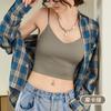 Camisola de Yoga de Primavera y Verano con Almohadilla en el Pecho para Mujer con Copa Fija Push-Up a Prueba de Golpes Deportiva Tirantes Espagueti y Hermosa Espalda Íntimos