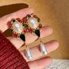 @Brincos de Pérola Pendentes com Strass em Estilo Vintage Coreano da Moda com um Design Único de Alto Padrão, Presilhas de Orelha Sem Furo
