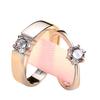 Anillo de bodas con diamantes de imitación de temperamento explosivo para hombre y mujer, chapado en cobre y plata, con apertura de un solo diamante.