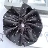 Goma para el pelo de Seersucker con lunares texturizados de doble capa para mujer, elegante y suave, con pliegues de perlas, Goma para el pelo, Accesorio para el pelo