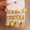 Set de pendientes transfronterizos vintage en forma de C con textura envejecida y diseño trenzado, pendientes de aro dorados, pendientes mixtos para mujer europeos y americanos al por mayor