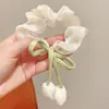 Elástico de Cabelo Tulipa Estilo Coreano de Princesa, Scrunchie Floral, Corda de Cabelo Feminina, Faixa de Cabeça, Acessório de Cabelo Atmosférico, Elástico de Cabelo Infantil