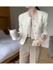 Elegante chaqueta de tweed estilo coreano para mujer, nueva de otoño 2026, top casual holgado, moderno