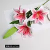 Impressão 3D de alta qualidade 4 cabeças sentir Lírio flor artificial sala de estar hotel decoração decoração de casamento Lírio flor artificial