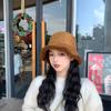 Chapéu Feminino Inverno Estilo Coreano Estilo Japonês All-Match Internet Celebridade Veludo Pele de Cordeiro Chapéu de Pescador Outono e Inverno Quente Pelúcia Chapéu de Bacia