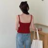 Camisola Trendy de Estilo Americano Falso Duas Peças com Bolinhas em Camadas Slim-Fit com Bojos Versátil Top Base