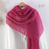 Bufanda de Algodón y Lino Plisada de Color Sólido de Venta Caliente Transfronteriza, Pañuelo de Cabeza Malayo Multicolor Arrugado de Moda con Flecos para Mujer