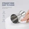 Copo medidor de aço inoxidável transfronteiriço, copo medidor portátil para exterior com escala, mini coqueteira, personalizável com impressão de logotipo