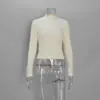 Camiseta de punto de manga larga versátil y elegante, tipo polar, de hombro recto y cuello semi-alto, nueva para Otoño/Invierno 2026, europea y americana, transfronteriza