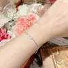 Anel Floral Camélia Rosa Azul Diamante Elegante de Luxo Leve para Mulheres, Pulseira Minimalista Versátil Banhada a Prata de Alta Qualidade