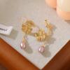 Pendientes de perlas de agua dulce con borlas de mariposa y súper hada, de dos usos, con clip para orejas adelgazante de alto nivel, sin dolor.
