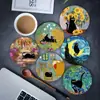 Os novos porta-copos de madeira da Amazon são redondos, antiderrapantes, para café, com padrão de gato de Natal, feitos de artesanato em madeira.