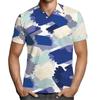 2026 Novo Camisa Polo Masculina Casual Regular de Verão com Zíper Colorida de Manga Curta com Estampa Digital Roupas Masculinas