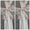 Cortina de Encaje Francés con Lazo de Perlas para Atar - Accesorios Decorativos Transparentes - Adornos - Cuerda para Atar Estilo Nórdico - Pasador de Encaje