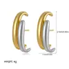 Pendientes Bicolor de Oro de 18 Quilates y Plata, Pendientes Sencillos de Cadena Doble en Forma de C Brillantes, Pendientes Transfronterizos Punk Europeos y Americanos de Amazon