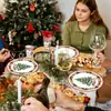 Nueva Decoración de Fiesta Navideña Temática Transfronteriza Árbol de Navidad Retro Plato de Papel Vaso de Papel Servilleta Vajilla Desechable