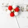 Decoração de Bolo de Aniversário Plug-in Flor Pom Pom Bola de Cabelo Buquê Cartão Criativo DIY Decoração de Menina