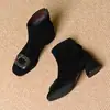 2026 Novas Botas de Inverno Femininas com Solado Grosso, Forro Peludo, Bico Quadrado da Moda, Decoração com Strass, Botas Martin de Salto Grosso Profissionais para Mulheres
