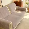 Almofada de Sofá Minimalista de Chenille com Listras Simples Almofada de Assento Antiderrapante Almofada Decorativa Bege Fresca e Adequada para Todas as Estações