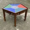 Mesa pentagonal de madeira maciça xadrez e jogo de cartas mesa Guandan mesa hexagonal Gouji mesa de perna de cachorro mesa hexagonal Dou Dizhu Baohuang