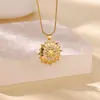 Collar Colgante Árbol de la Vida de Zirconia Transfronterizo Europeo y Americano Hermosa Cadena para Clavícula Sunflower Completamente Diamantada Oro de 18 Quilates para Mujeres