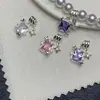 Fuerte retención de color, Estilo dulce y fresco, Abalorio espaciador de estrella cruzada de circonio cuadrado Colgante de cristal Accesorios hechos a mano para bricolaje
