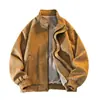 Chaqueta de Cuero para Motocicleta de Gama Alta para Hombre Otoño/Invierno Nuevo Estilo Tendencia Americana Retro Abrigo de Piel Sintética PU con Solapa de Borrego Ropa de Abrigo