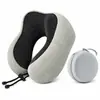 Almofada de pescoço de espuma de memória para viagem Amazon, travesseiro de suporte para pescoço em forma de U, portátil e dobrável para aviões