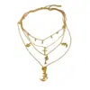 Collar con Colgante de Luna Estilo Bohemio Vintage para Mujer, Cadena para Clavícula Multicapa Única y Sofisticada, Joyería Simple y Elegante