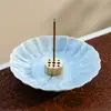 Suporte para Incenso Flor de Lótus Azul Suporte para Incenso Cerâmico Estilo Chinês Base para Incenso Suporte para Incenso Queimador de Incenso de Alta Qualidade Ornamento de Aromaterapia para Casa