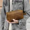 Suministro de Comercio Exterior Neceser de Cuero Genuino Piel de Vaca de Primera Capa Bolso de Viaje Retro Bolso de Mano para Hombre Bolso de Almacenamiento de Piel de Vaca Resistente al Desgaste