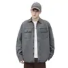 Ropa para Hombre Fengshe / Nueva Chaqueta con Cuello Solapa Otoño-Invierno Camisa de Trabajo de Algodón Puro Estilo Japonés Tendencia Camisa de Manga Larga para Hombre