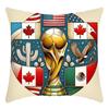 Amazon Explosiones EE.UU.-Canadá-México Patrón Mundialista Cojín Sofá de Sala de Estar Funda de Almohada de Lujo Ligero Juego de Cuatro Piezas