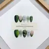 Daiyueda Uñas Portátiles Puras Hechas a Mano Otoño e Invierno Nuevo B340 Totalmente Pintadas a Mano Talladas Elegantes Parche de Uñas Estilo Exportación
