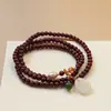 Nuevo estilo chino natural tres anillos pulsera de granate femenina hebilla de seguridad de jade colgante de raíz de loto pulsera pulsera de múltiples anillos