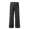 2025 Nuevos Jeans Rectos de Diseño Desconstruido de Nicho Americano para Hombre, Holgados, Retro, Lavados, Desgastados, Pantalones Casuales