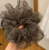 Diadema de Malla con Estampado de Leopardo Estilo Perezoso Esponjoso Coreano para Mujer Cuerda para Cola de Caballo de Gama Alta Accesorios para el Cabello