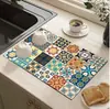 Alfombrilla de Placa Antiescaldaduras y Absorbente de Agua, Alfombrilla Drenante para Encimera de Cocina de Tierra de Diatomeas Estilo Baldosa Retro Americana
