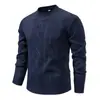 Suéteres de otoño e invierno para hombre, forrados de polar y engrosados, tejido cálido casual de cuello redondo para hombres mayores y de mediana edad